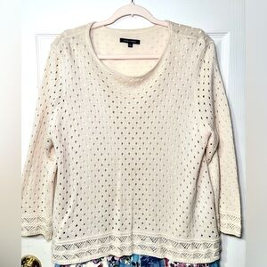 Women’s John Mark Knit Sweater Large Layered Look 3/4 Sleeve